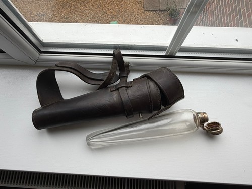 Leather saddle flask - , with