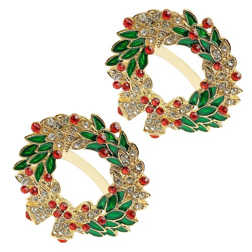 2pcs golden metal napkin rings - golden,