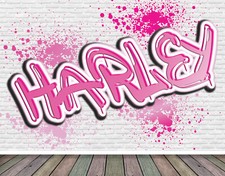 White Brick Bespoke Any Name Graffiti Wallpaper Wall Mural Bedroom Kids Pastable