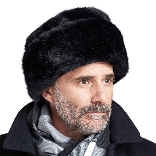 Men black luxury faux mink - black,