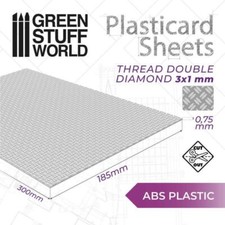 ABS Plasticard Thread DOUBLE DIAMOND Textured Sheet Green Stuff World - A4