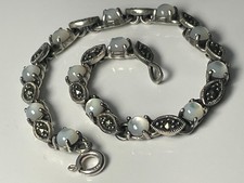 Vintage sterling silver 925 and mother of pearl/marcasite tennis bracelet 7.57g