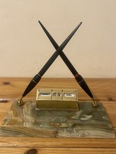 Onyx Perpetual Desk Calendar + Pen Organiser 1960's Style