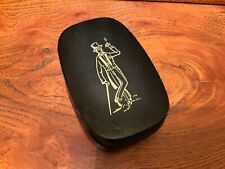 Vintage Black Leather Gold Embossed Gentleman's Cufflink Box