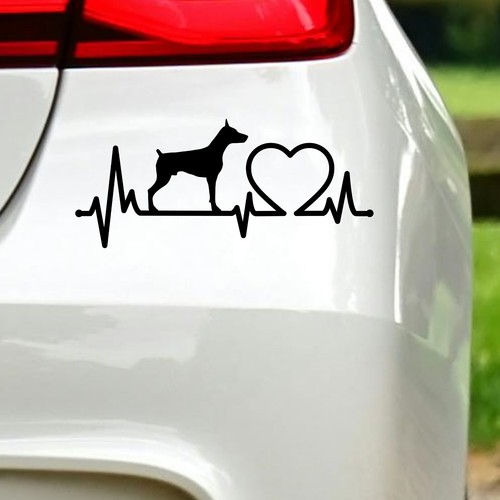Doberman heartbeat sticker dog - doberman,