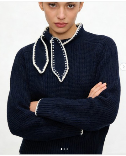 Zara navy blue mock neck - navy,