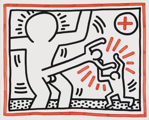 Keith haring cockfight 22x30 - cockfight,