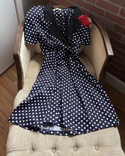 Navy blue polka - blue, bettie
