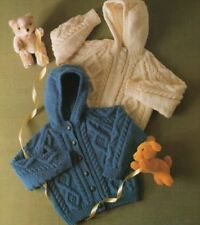  Baby Girls Boys Aran Jacket with Hood and Sweater Knitting Pattern  20-28"1150