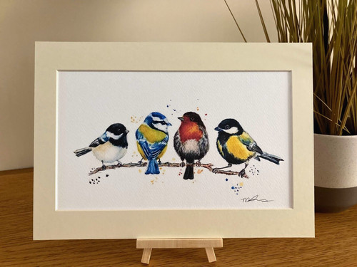 Birds branch mounted art - birds,