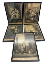 5 Antique Cries of London Wheatley Prints Original Edwardian Frames 10.5" x 8"