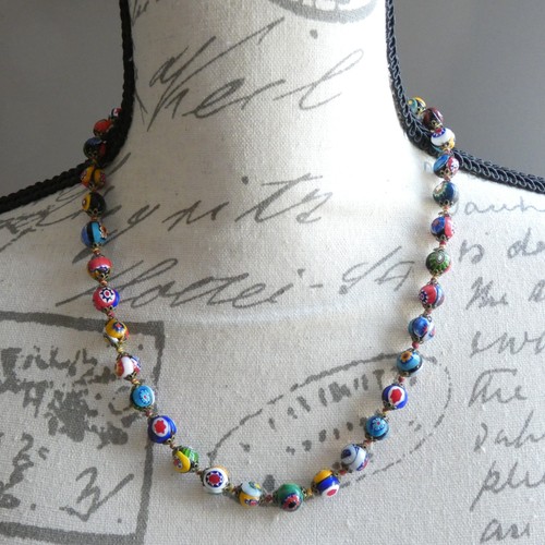 Vintage round millefiori - vintage, glass