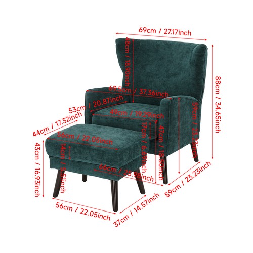 Accent chair with footstool - with,