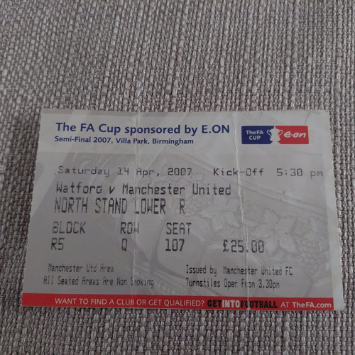 Ticket stub watford v - ticket,