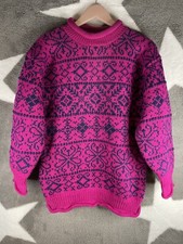 NORDSTROM, BRASS PLUM, Vintage,Jumper,100% Pure Shetland Wool, Deep Pink, Size M