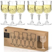 6 x Champagne Flutes Party Glasses Crystal Effect Cut Wine Glass Stemware 200ml