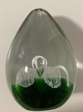 Victorian Glass Teardrop Shaped Dump Flower Paperweight - USED.