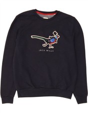 JACK WILLS Mens Graphic Sweatshirt Jumper Large Navy Blue Cotton FX12