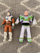 2 Buzz Lightyear Figures In Played With Condition Missing Helmets Sounds Working