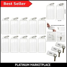 10 Pack Semi-Transparent Key Tags with Labels and Rings - Durable & Versatile