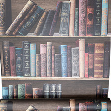 Library Books Antique Wallpaper 3D Realistic Effect Retro Classic Book Shelves