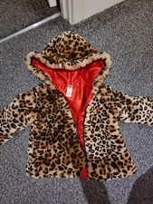 girls leopard print Fur coat 18m Silk Lining