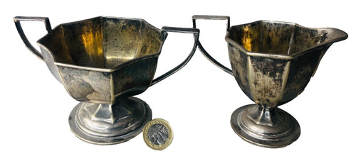 Metal milk jug and sugar - jug,