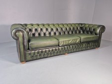 3 Seater Chesterfield Sofa Green Leather Studded Vintage EB11024 VCHE