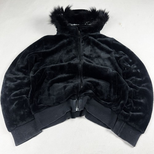 Mens black faux fur zip - black,