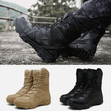 Men's Military Tactical Work Boots Side Zip Ankle Deployment Hiking Combat Boot