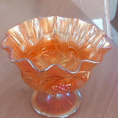 Unmarked orange carnival glass - orange,