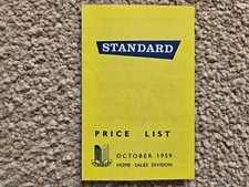 STANDARD COMPANION ENSIGN VANGUARD PRICE LIST SALES BROCHURE OCTOBER 1959