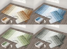 Luxury Quick Dry Non Slip Ombre Stripe Bath Mat Pedestal Mat Super Soft