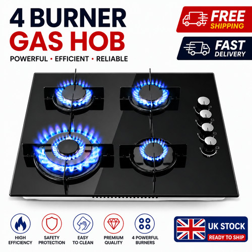 Burner gas hob black glass - burner,