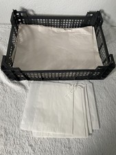 Black Plastic Serving Tray Rectangle with 8 White Paper Sweet Bags Party Display