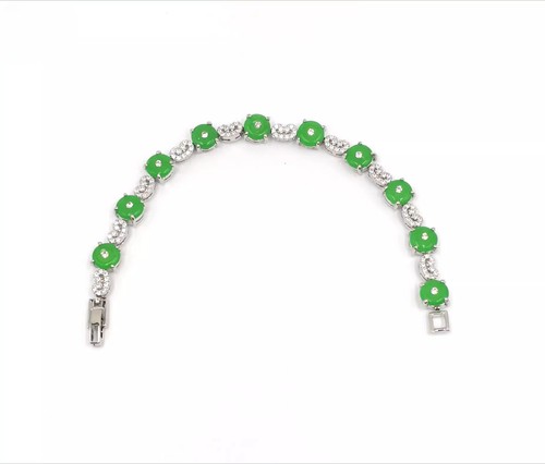 Nature jade beaded bracelet - cz,