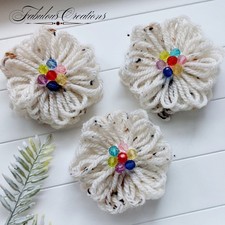 3 Cream Handmade Yarn Loom