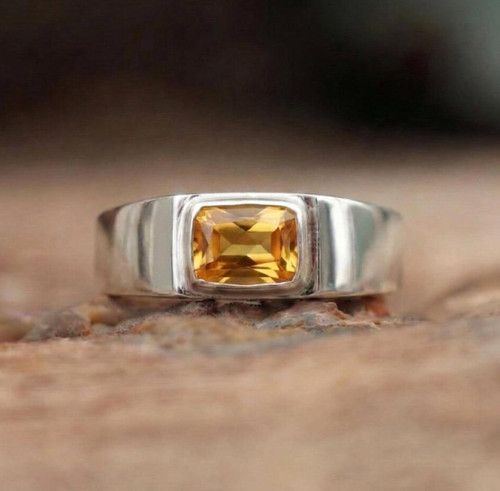 Genuine yellow citrine signet - genuine,