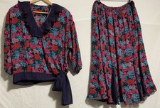 Diane Freis see through elasticated waist floral midi skirt size 10-12-14