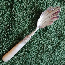 VICTORIAN SILVER PLATE JAM SPOON WITH MOTHER O' PEARL HANDLE 6" LONG