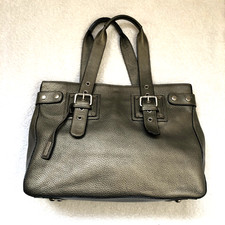 JAEGER - FABULOUS PEWTER GREY REAL LEATHER SHOULDER BAG / BIG TOTE - FREE POST