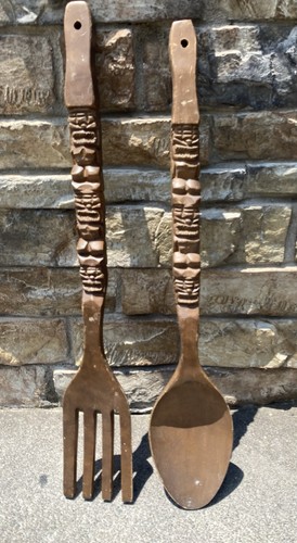 Vintage large wooden spoon and - wooden,