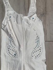 Dance Gear White Catsuit With Gems And Tail Size 2