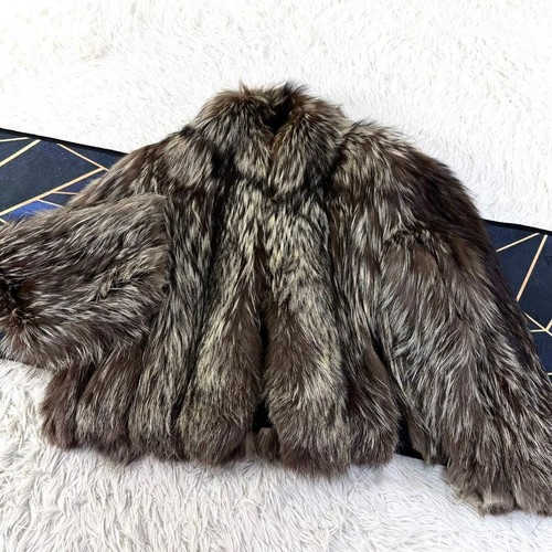 Silver fox fur coat - fur, short
