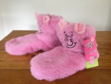 Percy Pig M&S Pink Faux Fur Booties Slipper Socks UK Size 6-8 New With Tag.