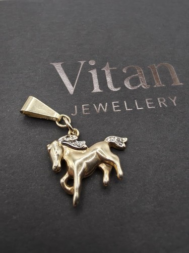 9ct gold diamond horse - 9ct,
