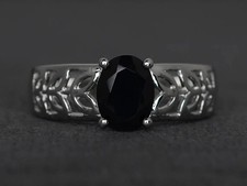 Natural Black Spinel Ring 925