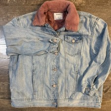 Jean Jacket Pink Faux Fur
