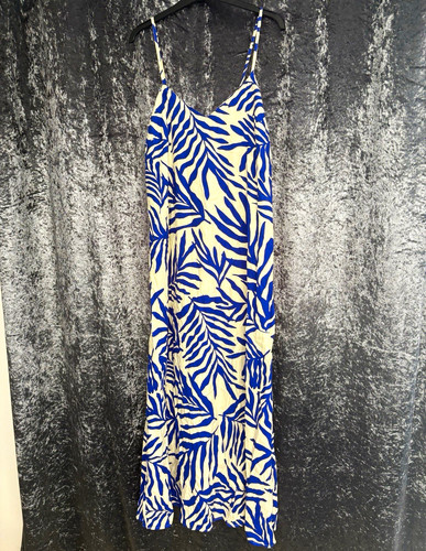 Primark blue white leaf print - primark, blue/white