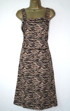 TU BEIGE BLACK PRINT LINEN MIX SUN DRESS SIZE 14